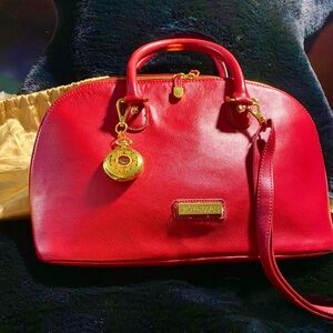 Joy & Iman Red Split Leather Satchel